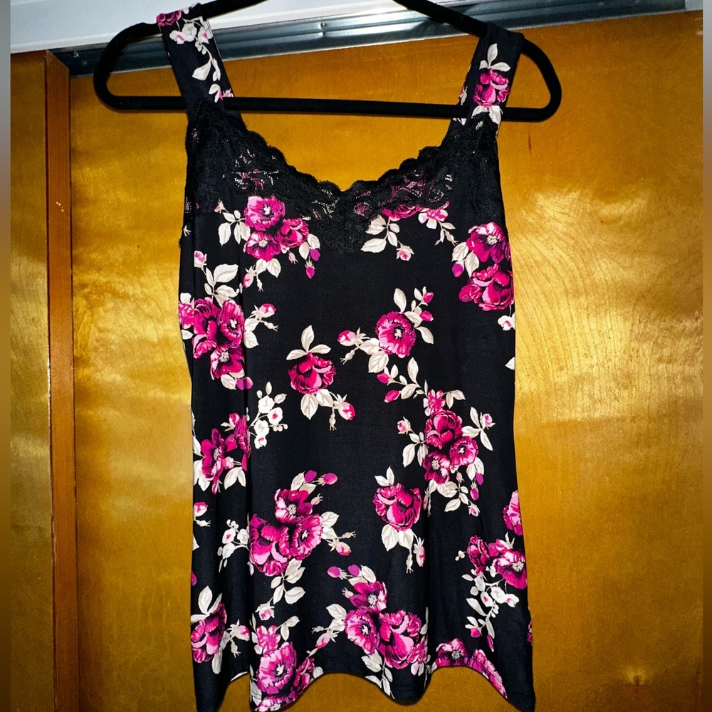 Floral/Black Laced Camisole